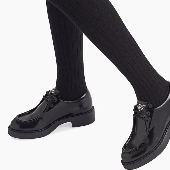 New Prada Chocolate Brushed Leather Lace-Up Loafers Size 39 - Picture 11 of 11